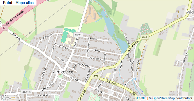 Polní - mapa ulice