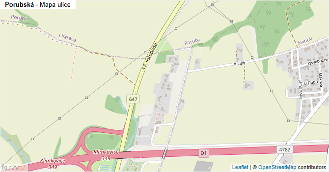 Porubská - mapa ulice