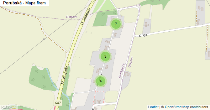 Porubská - mapa firem