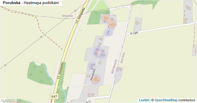 Porubská - mapa podnikání
