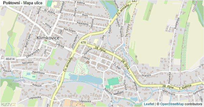 Poštovní - mapa ulice