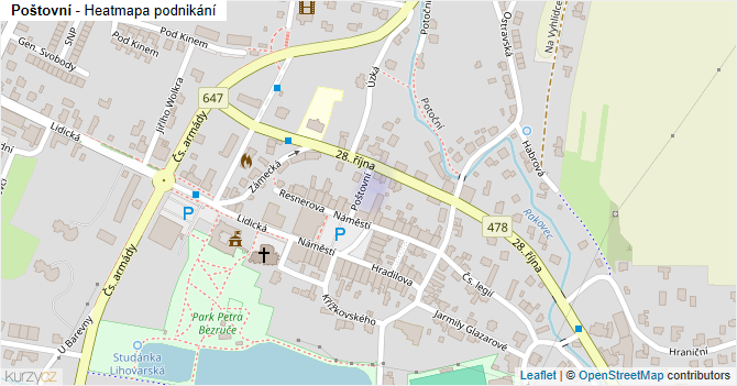 Poštovní - mapa podnikání