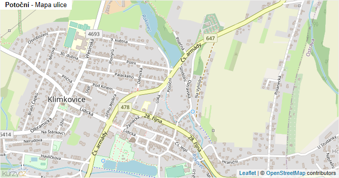 Potoční - mapa ulice