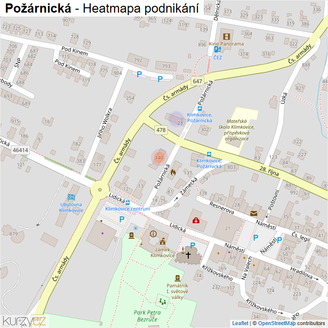 Mapa Požárnická - Firmy v ulici.