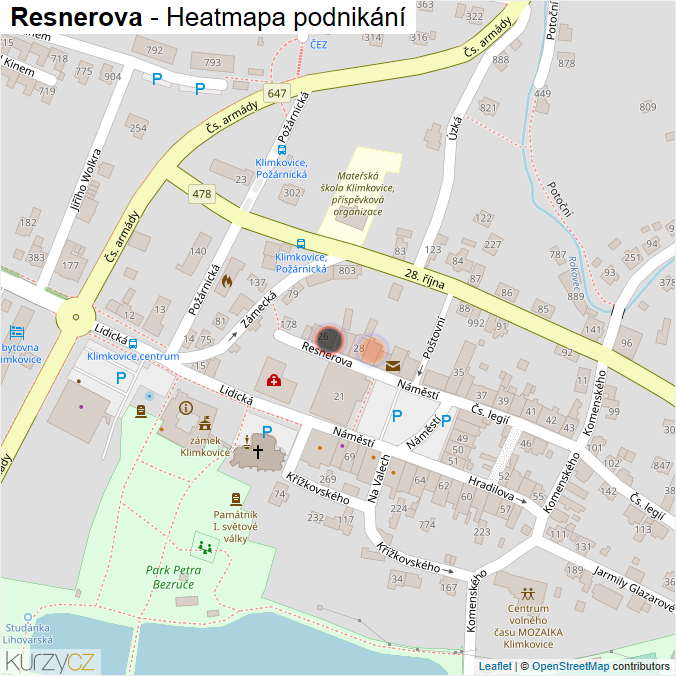 Mapa Resnerova - Firmy v ulici.
