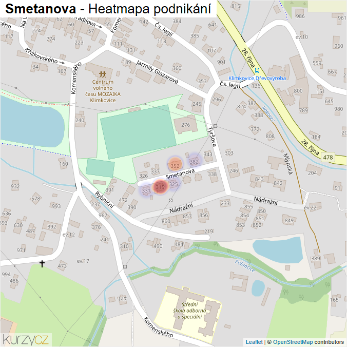 Mapa Smetanova - Firmy v ulici.