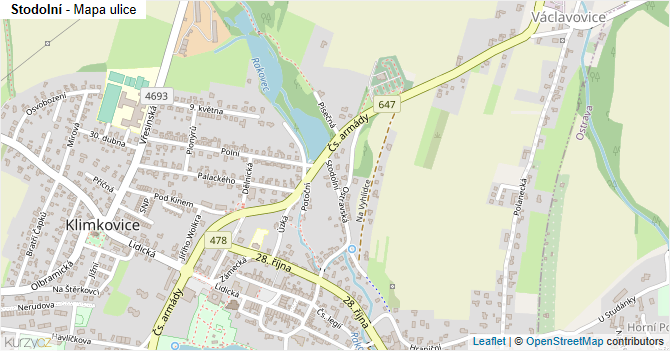 Stodolní - mapa ulice
