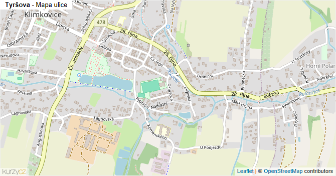 Tyršova - mapa ulice