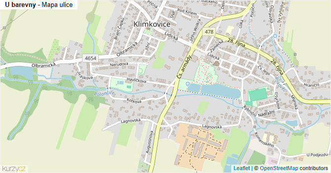 U barevny - mapa ulice