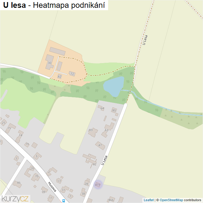 Mapa U lesa - Firmy v ulici.