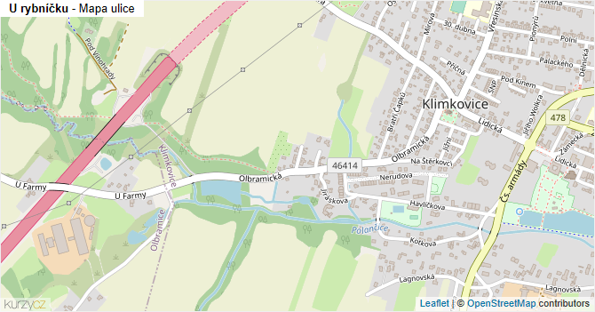 U rybníčku - mapa ulice