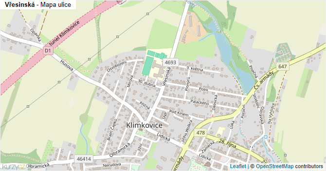 Vřesinská - mapa ulice