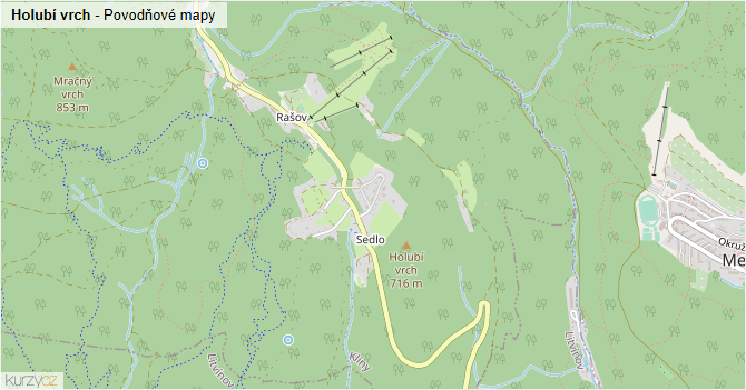 Holubí vrch - záplavové mapy stoleté vody