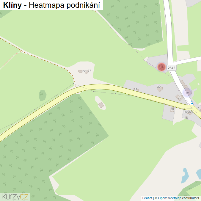 Mapa Klíny - Firmy v části obce.