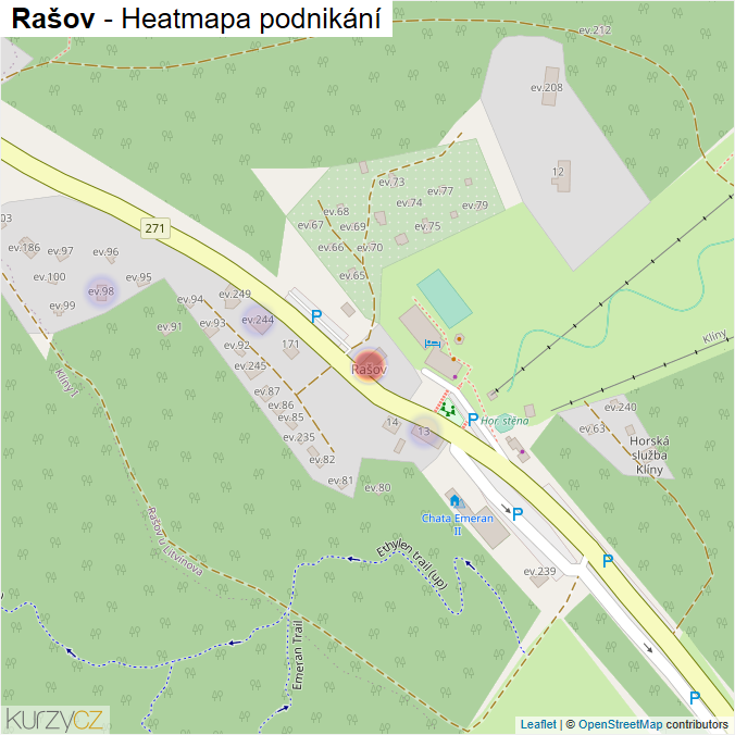 Mapa Rašov - Firmy v části obce.