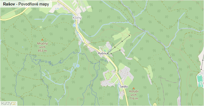 Rašov - záplavové mapy stoleté vody