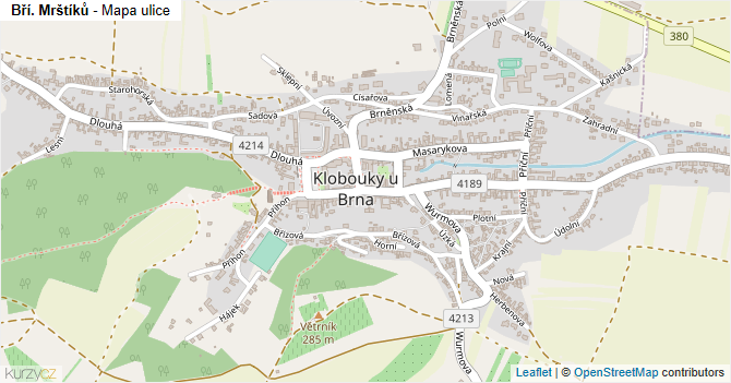 Bří. Mrštíků - mapa ulice