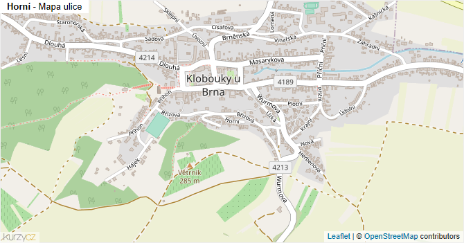 Horní - mapa ulice