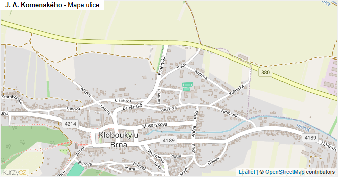 J. A. Komenského - mapa ulice