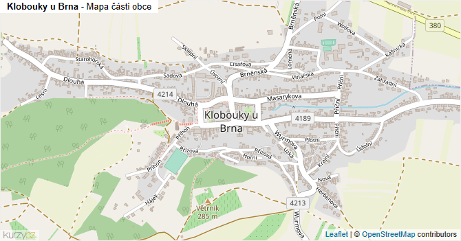 Klobouky u Brna - mapa části obce
