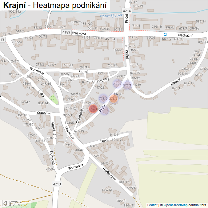 Mapa Krajní - Firmy v ulici.