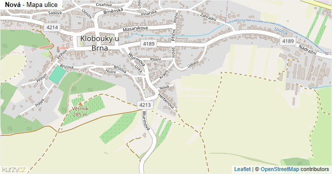 Nová - mapa ulice