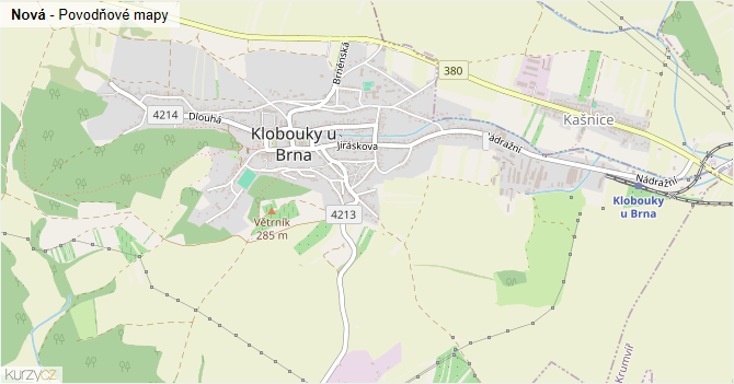 Nová - záplavové mapy stoleté vody