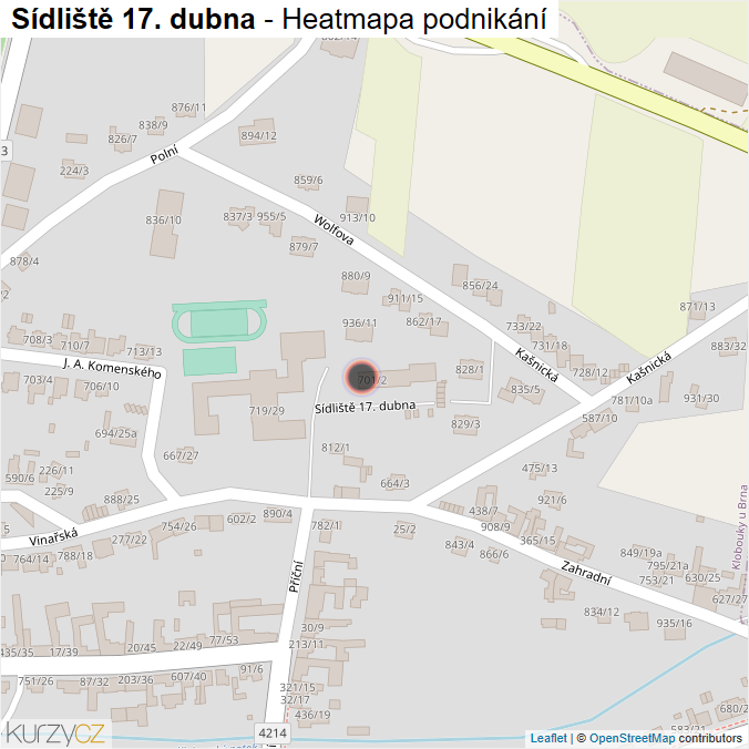 Mapa Sídliště 17. dubna - Firmy v ulici.