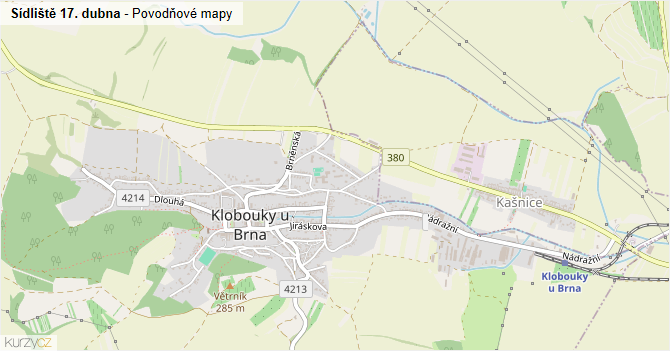 Sídliště 17. dubna - záplavové mapy stoleté vody