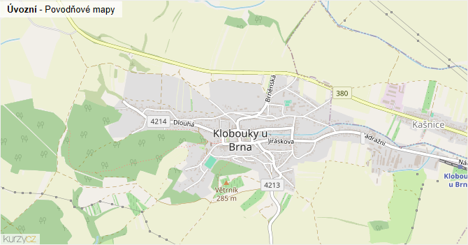 Úvozní - záplavové mapy stoleté vody