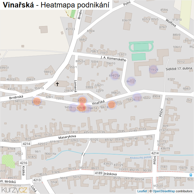 Mapa Vinařská - Firmy v ulici.