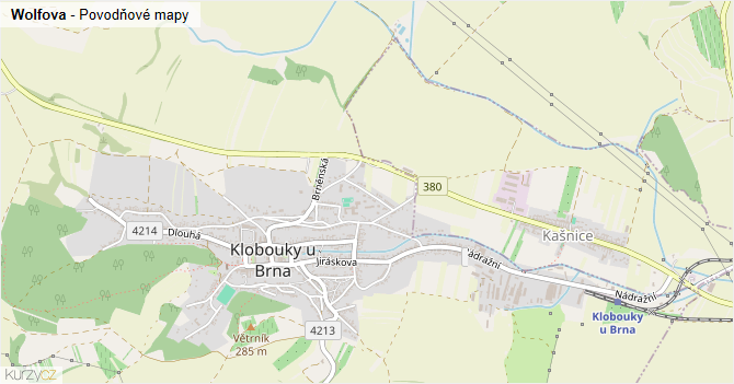 Wolfova - záplavové mapy stoleté vody