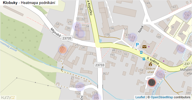 Klobuky - mapa podnikání