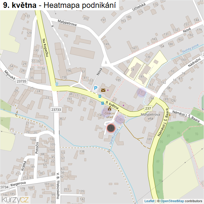 Mapa 9. května - Firmy v ulici.