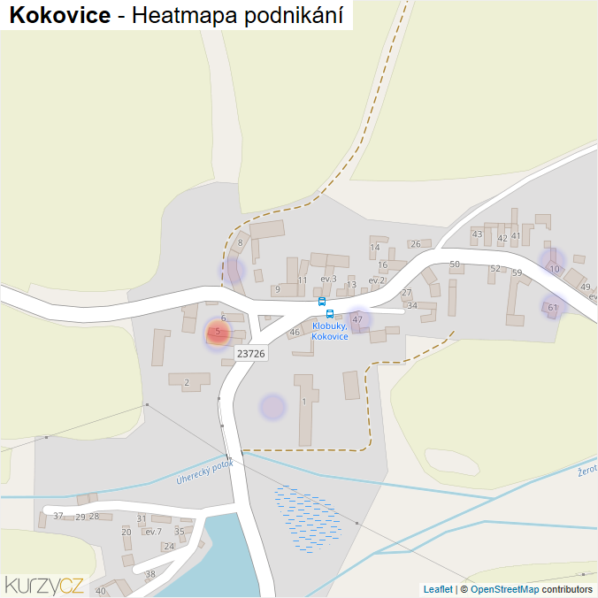 Mapa Kokovice - Firmy v části obce.