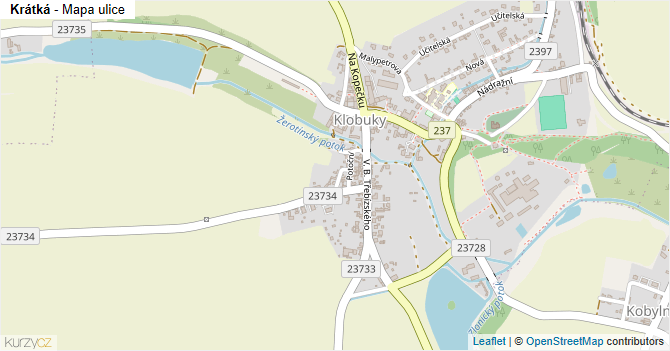 Krátká - mapa ulice
