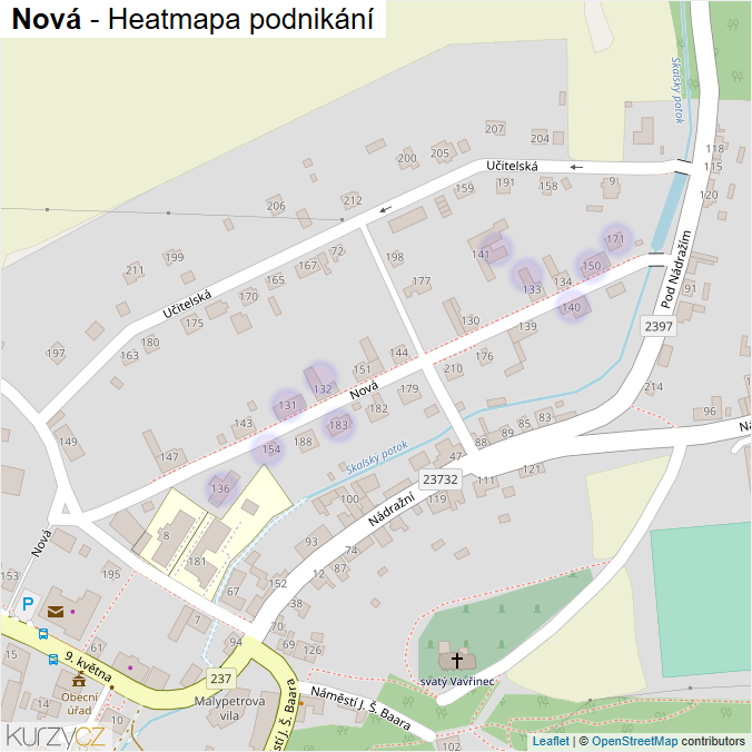 Mapa Nová - Firmy v ulici.