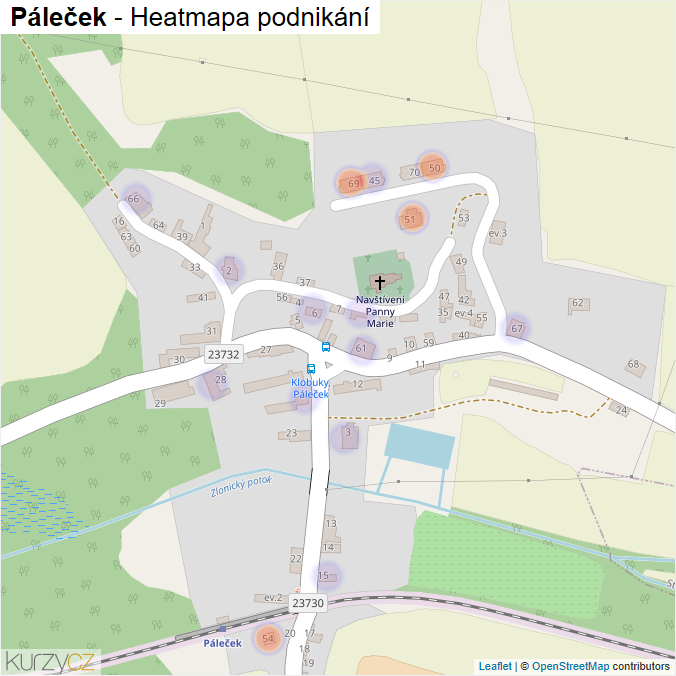 Mapa Páleček - Firmy v části obce.