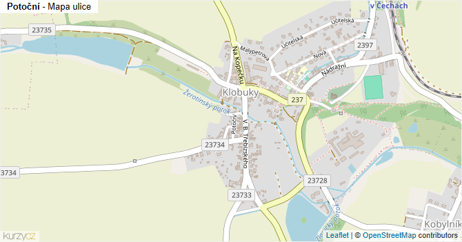 Potoční - mapa ulice