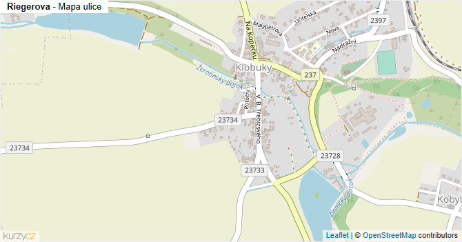 Riegerova - mapa ulice