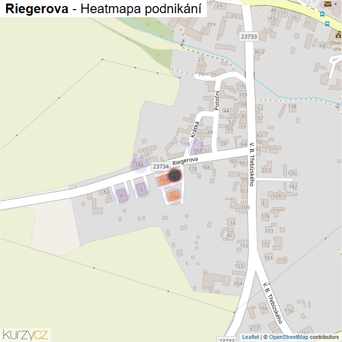 Mapa Riegerova - Firmy v ulici.