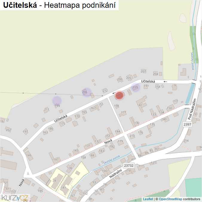 Mapa Učitelská - Firmy v ulici.