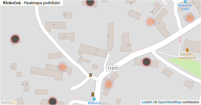Klokočná - mapa podnikání