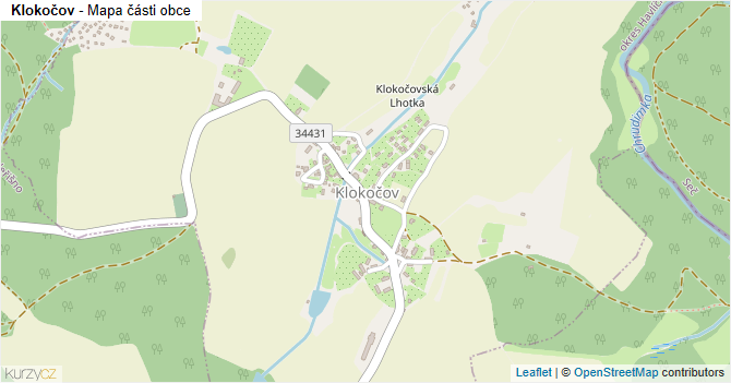 Klokočov - mapa části obce