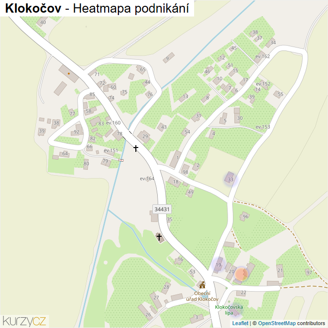 Mapa Klokočov - Firmy v části obce.