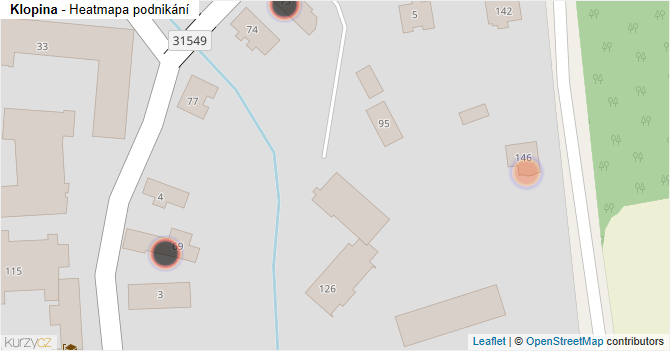 Klopina - mapa podnikání
