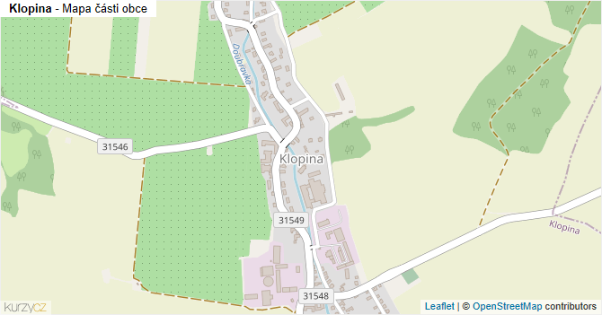Klopina - mapa části obce