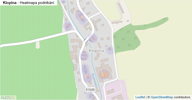 Klopina - mapa podnikání