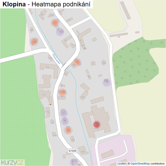 Mapa Klopina - Firmy v části obce.