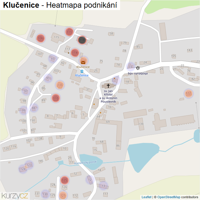 Mapa Klučenice - Firmy v části obce.